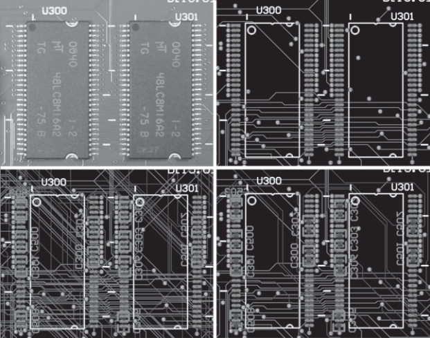 Figure C-2: Four views of a circuit board layout