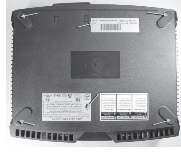 Figure 1-2: Location of the Xbox case screws.