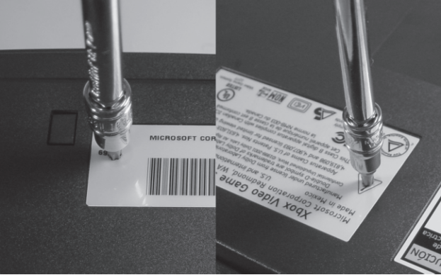 Figure 1-4: Location of the screws hidden by the serial number and product certifications labels.