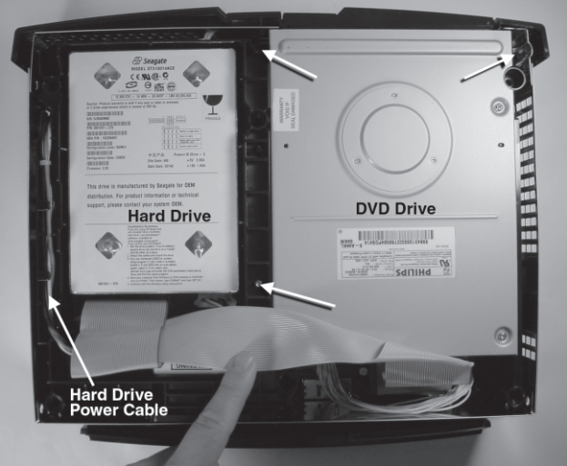 Figure 1-6: Location of the three drive carrier screws.