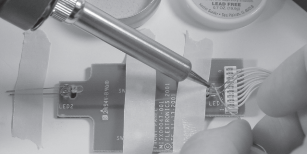 Figure 3-10: Soldering the LEDs in place.
