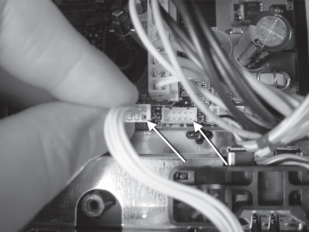 Figure 3-12: Orientation features of the front panel wire connector.