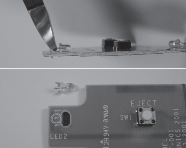 Figure 3-7: Cut the existing LEDs off the circuit card assembly.