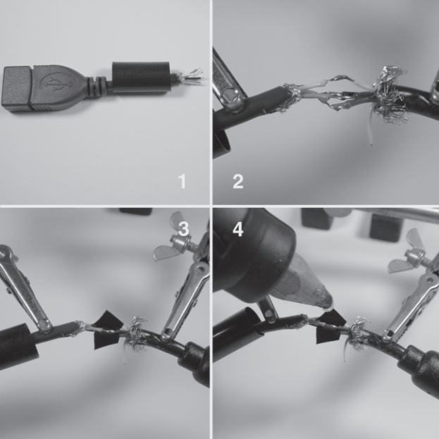 Figure 4-4: Soldering and insulating the cable joints.