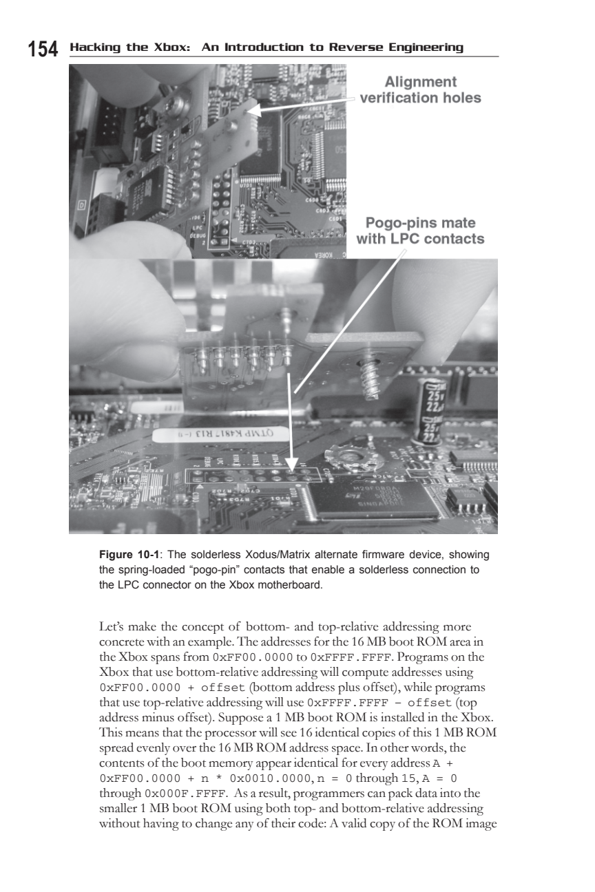 Figure 10-1: The solderless Xodus/Matrix alternate firmware device, showing the spring-loaded pogo-pin contacts